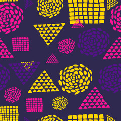 Vibrant colored abstract hand-drawn seamless pattern 