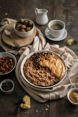 Obraz na płótnie Canvas porridge avoine chocolat et mousse de café