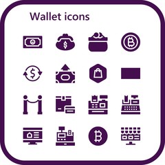 Modern Simple Set of wallet Vector filled Icons