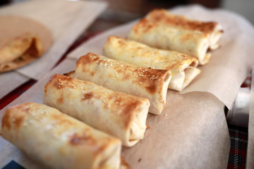 Stuffed Pancakes On Counter