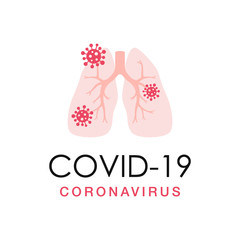 Lung and virus cell concept design. Covid-19 warning banner. Coronavirus outbreak. Stock vector illustration.