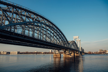 SAINT PETERSBURG, RUSSIA - 7 APRIL 2020: The Finland Raiway Bridge in St Petersburg.