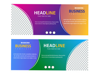 gradient banner templates, business banners, horizontal advertising flat layout business banner designs, abstract background clean header covers for website design