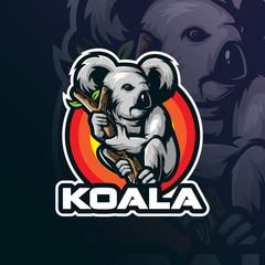 koala mascot logo design vector with modern illustration concept style for badge, emblem and tshirt printing. klimbup koala illustration.