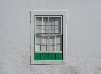 The old wooden window in city Teguise, Lanzarote.