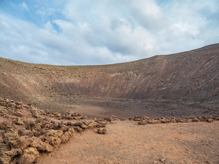 Volcanic landscape of Timanfaya National Park on island Lanzarote