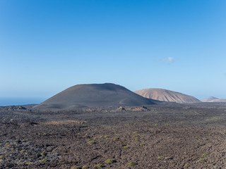 Volcanic landscape of Timanfaya National Park on island Lanzarote