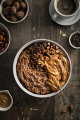 porridge d'avoine chocolat et mousse de café