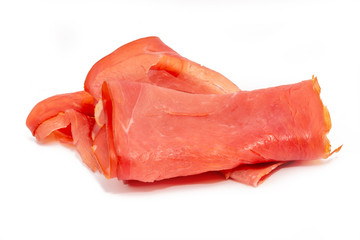 Roher, geräucherter Schinken vom Schwein in hauchdünnen Scheiben