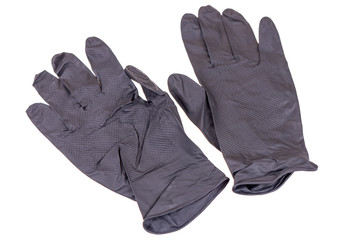 Pair of black rubber gloves for protection