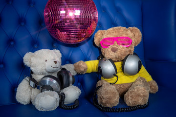 teddy bear in a disco setting