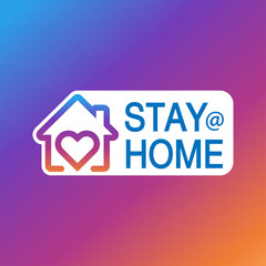 House heart logo, Instagram Stay at Home Sticker and Icon, Coronavirus, Quarantine Protection campaign or measure from coronavirus, COVID-19.Work from home protect Yourself from virus disease.