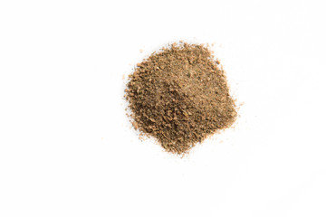 Hops suneli spice macro isolated on white background closeup