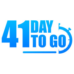 41 day to go label, red flat with alarm clock, promotion icon, Vector stock illustration: For any kind of promotion