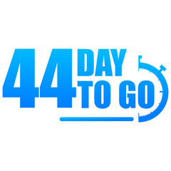 44 day to go label, red flat with alarm clock, promotion icon, Vector stock illustration: For any kind of promotion