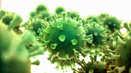 Viruses in outer space 3D illustration