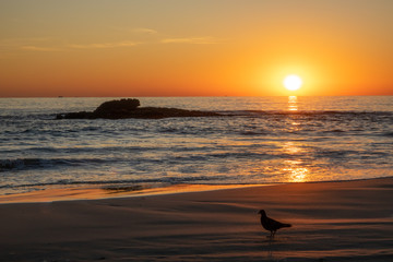 Beach view during sunrise in Cost Blanca, Spain.