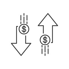 Concept of increase and fall rate of the dollar.