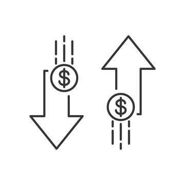 Concept of increase and fall rate of the dollar.