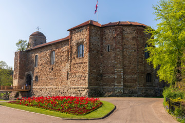 A view of the historic Colchester Castle, located in the town of Colchester in Essex, UK.