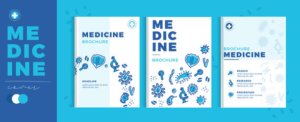 Modern Medicine brochure pharmacy template, flat healthcare cover design, corporate identity