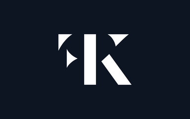FK or KF and F or K Uppercase Letter Initial Logo Design, Vector Template