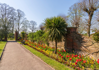 A view of the historic Colchester Castle Park, located in the town of Colchester in Essex, UK.