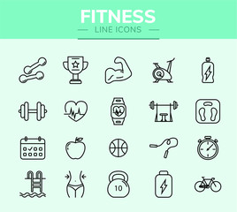 Conjunto de ícones de fitness para infográficos ou websites