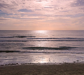Sunrise over the Mediterranean Sea in Larnaca, Cyprus, Europe