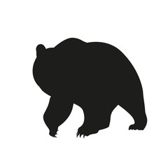 Silhouette of a walking brown bear vector illustration