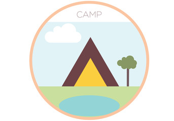 camping badge, summer camp, tent, outdoors