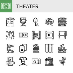 theater simple icons set