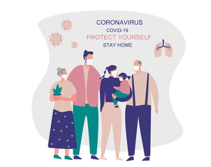 Family Stay Home.Protect Yourself.Family keeping Distance for Decrease Infection Risk For Prevent Virus Covid-19.
Stay Home on Quarantine During the Coronavirus Epidemic.Vector Illustration