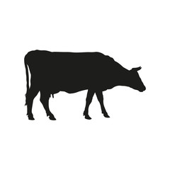 Black silhouette of a grazing cow vector illustration