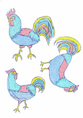 set of rooster