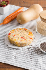 raw vegan burgers prepared at home with fresh ingredients