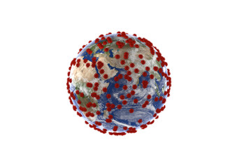 A 3D rendering image of the earth infected with corona covid 19 virus