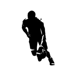 Basketball player dribbling, isolated vector silhouette. Ink drawing