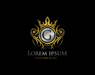 Royal Queen G Letter Gold Logo, Golden G Classic Crown.