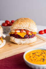 delicious veggie burger prepared at home 