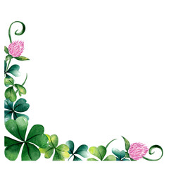 Watercolor clover leaves & flowers clipart. Shamrock. St. Patrick Day. Great for invitations, cards, fabric, and your personal design.