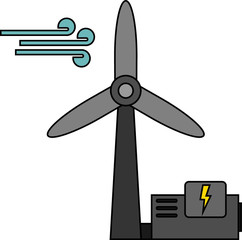 Wind turbine with power generator, renewable energy vector icon