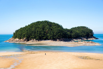 Fototapeta na wymiar Nangsae island in Taean-gun, South Korea. Small uninhabited island. 