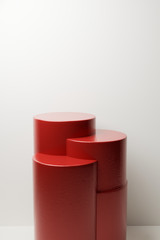 Abstract geometric red shape scene minimal, 3d rendering.