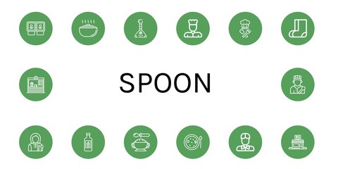 spoon simple icons set