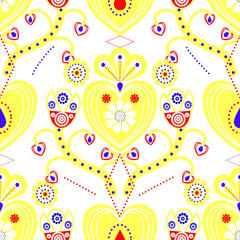 Yellow folklore ornamental pattern