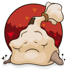 Money Bag in Poverty Condition due to Economic Recession, Vector Illustration