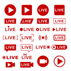 Live streaming icons. Broadcasting video news, tv stream screen banners.