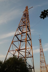 radio towers in the forest