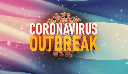 Coronavirus COVID-19 outbreak concept, health threatening virus, background waving national flag of Honduras. Pandemic stop Novel Coronavirus outbreak covid-19 3D illustration.